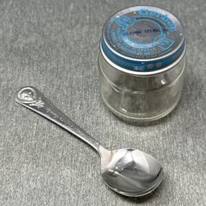 Vintage 1990s Gerber Baby Food Jar with Lid & Oneida Stainless Feeding Spoon Set